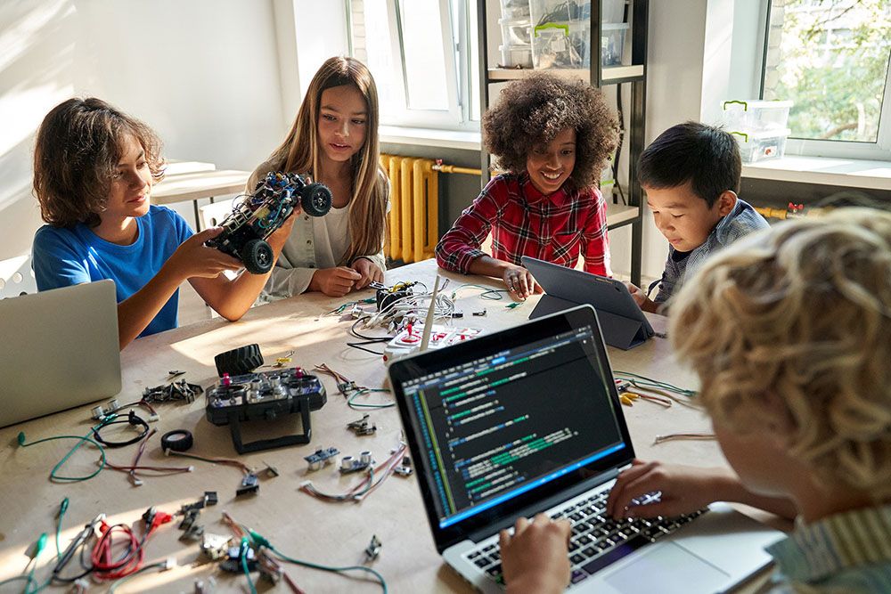 Children building together